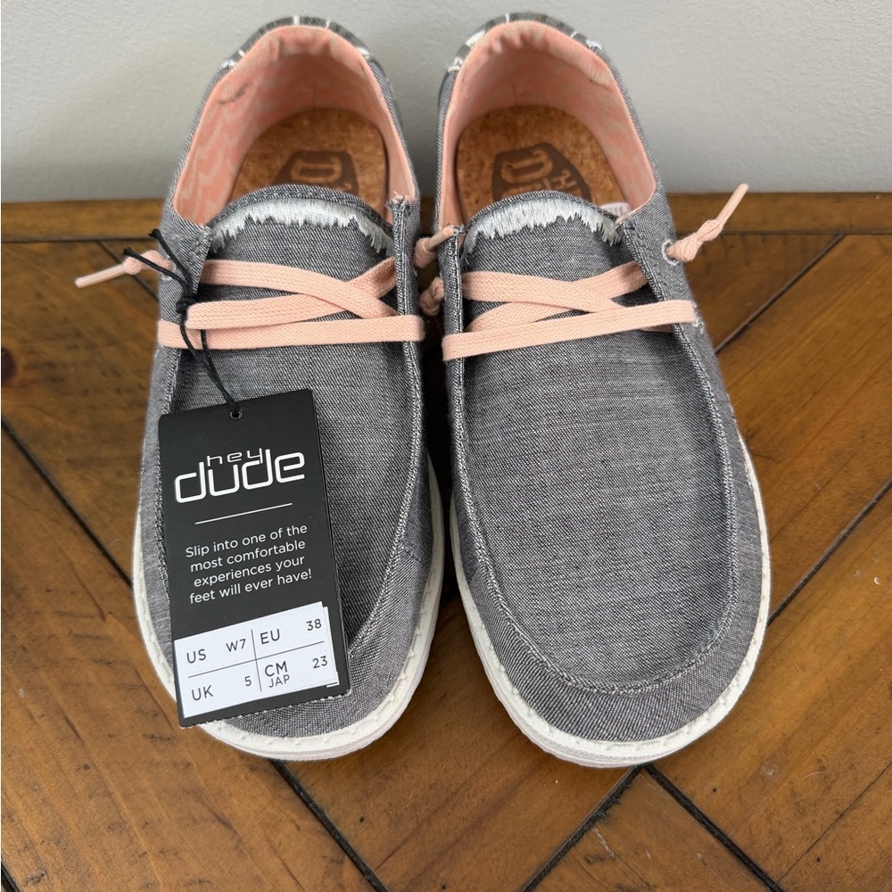 Hey Dude Charcoal and Peach Lace-Up Shoes